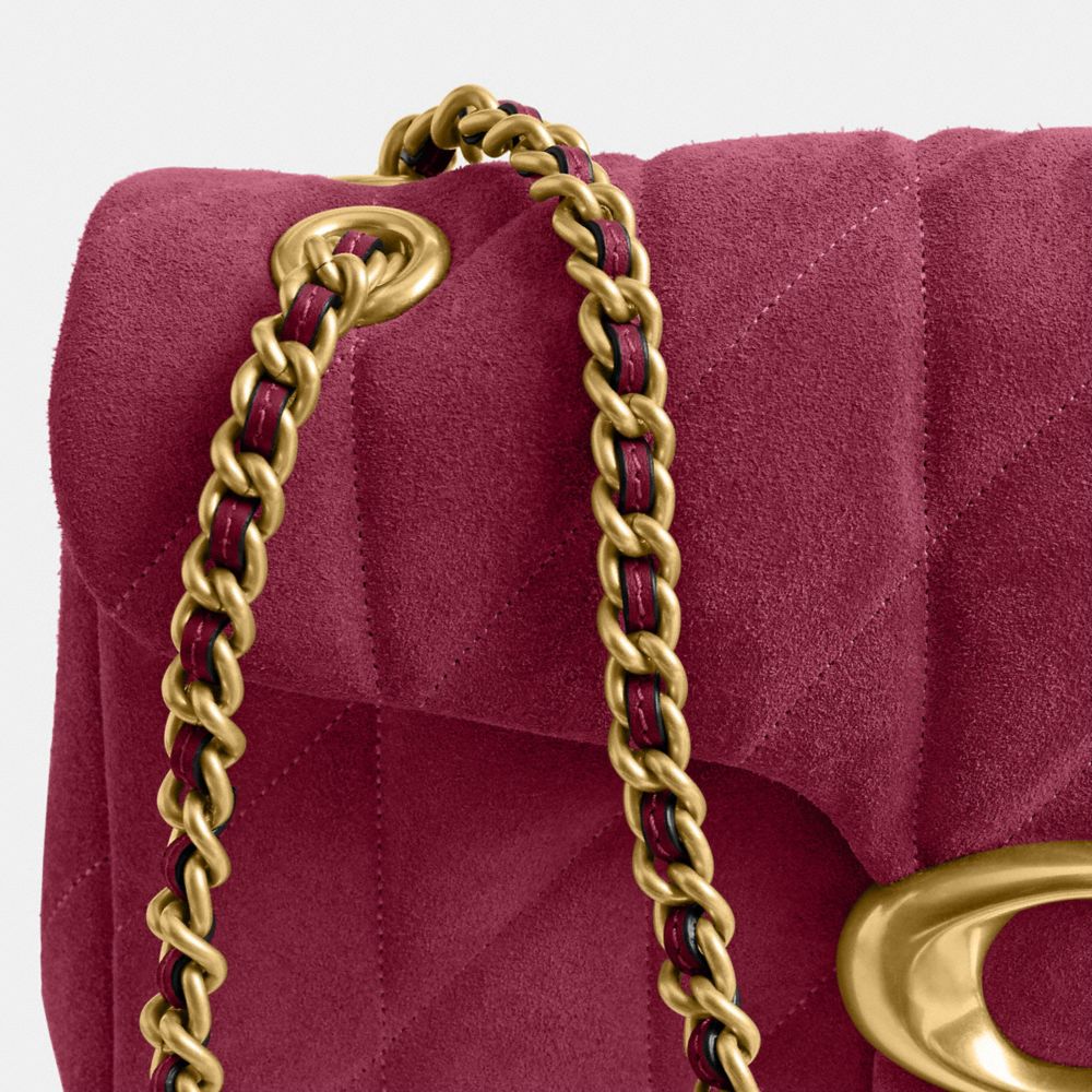 Coach Tabby Shoulder Bag 26 With Quilting Brass Dark Fuchsia