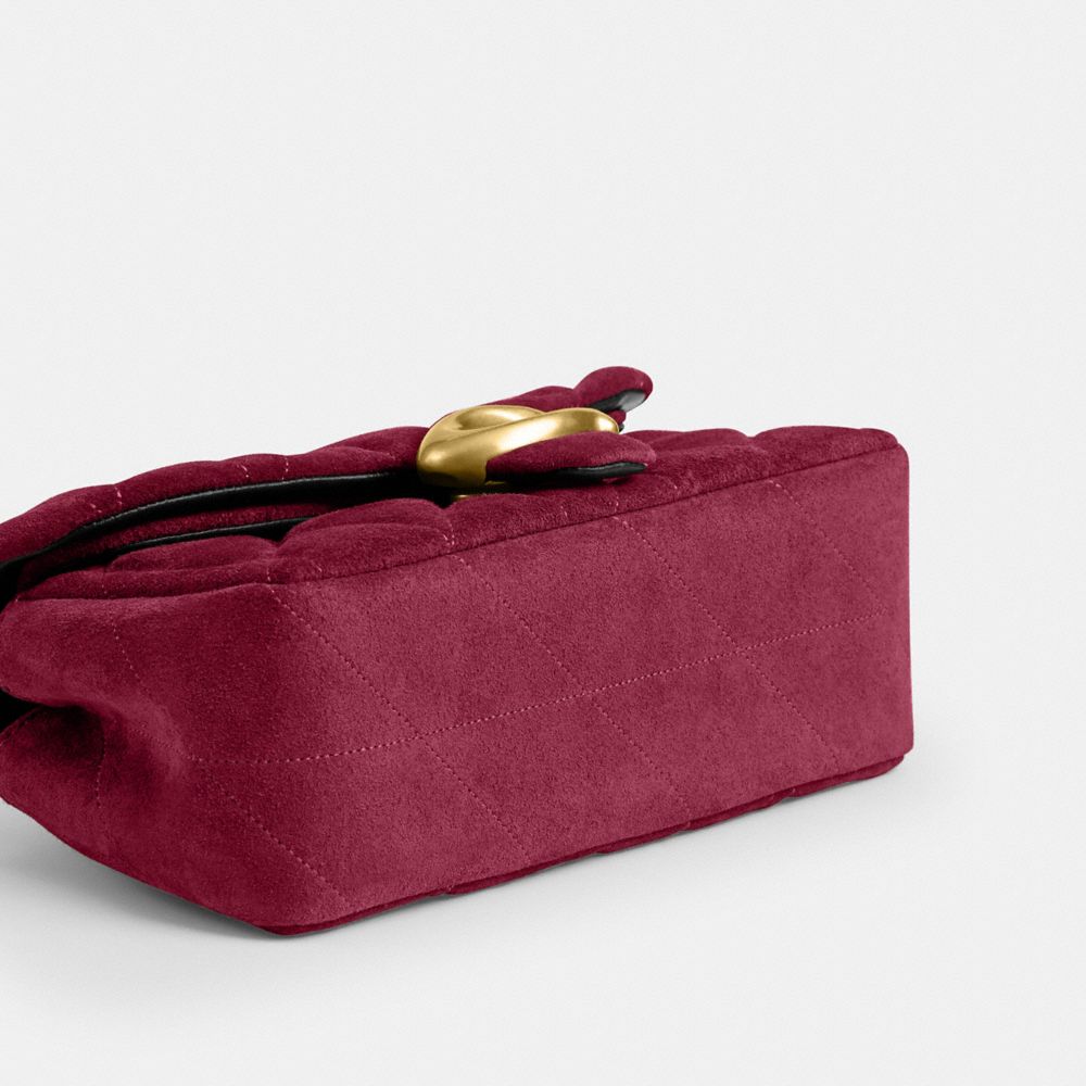 Coach Tabby Shoulder Bag 20 With Quilting Brass Dark Fuchsia