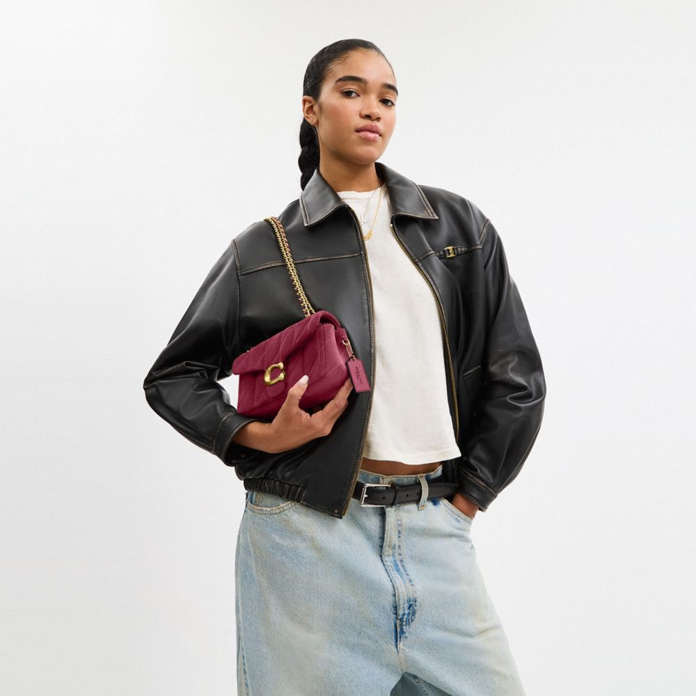 Coach Tabby Shoulder Bag 20 With Quilting Brass Dark Fuchsia
