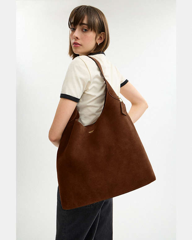 Brooklyn Shoulder Bag 39 Suede-Brass-Warm Brown Suede-Brass-Warm Brown