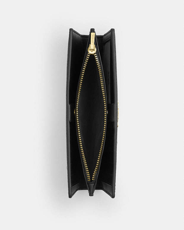 Slim Zip Wallet In Signature Canvas Signature Canvas-Gold-Walnut-Black Signature Canvas-Gold-Walnut-Black