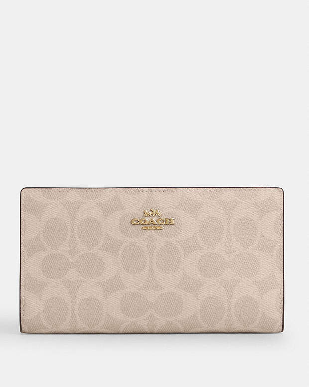 Slim Zip Wallet In Signature Canvas Signature Canvas-Gold-Sand-Chalk Signature Canvas-Gold-Sand-Chalk