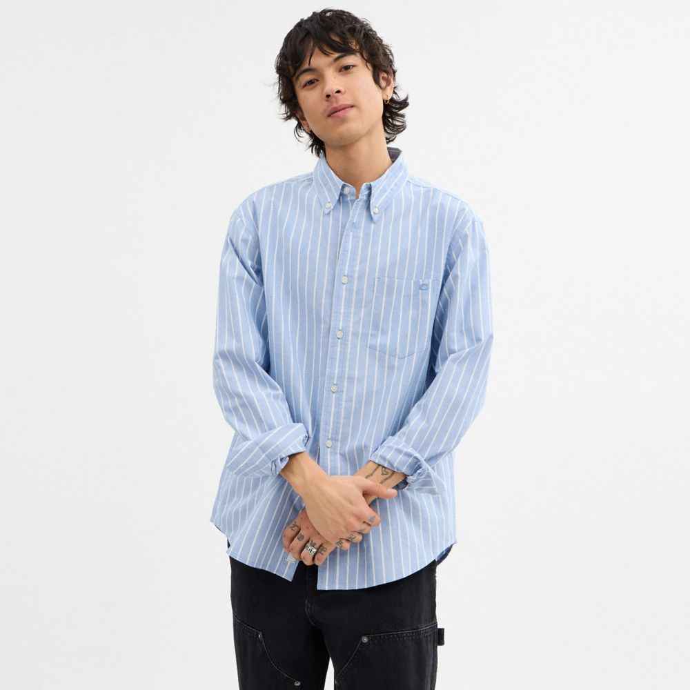 Coach Long Sleeve Button Down Shirt Blue Multi