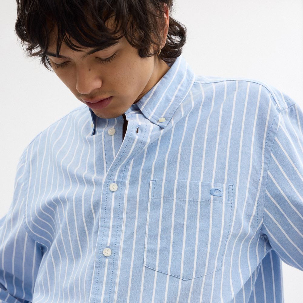 Coach Long Sleeve Button Down Shirt Blue Multi