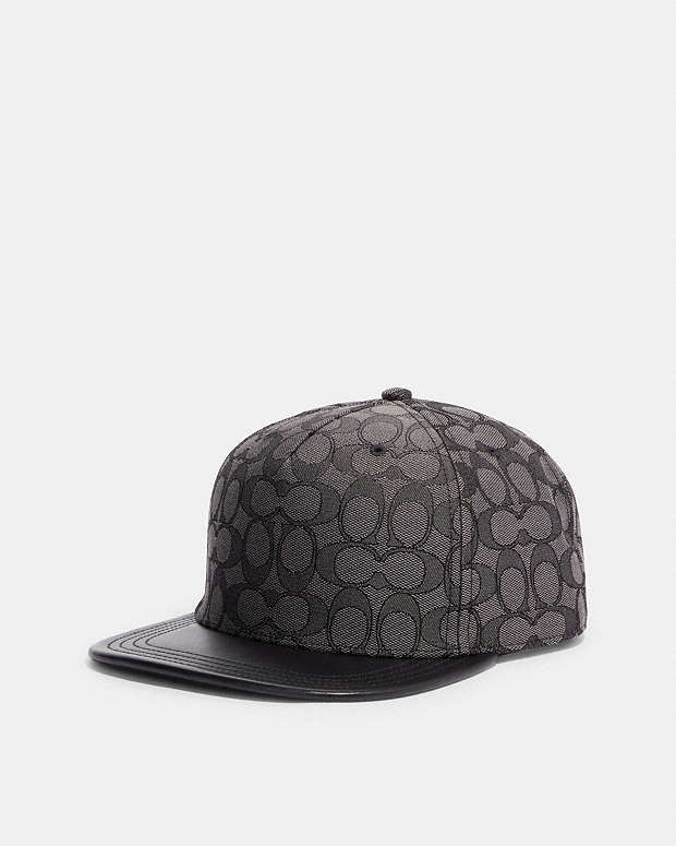 Signature Jacquard Flat Brim Hat Charcoal-Black Charcoal-Black