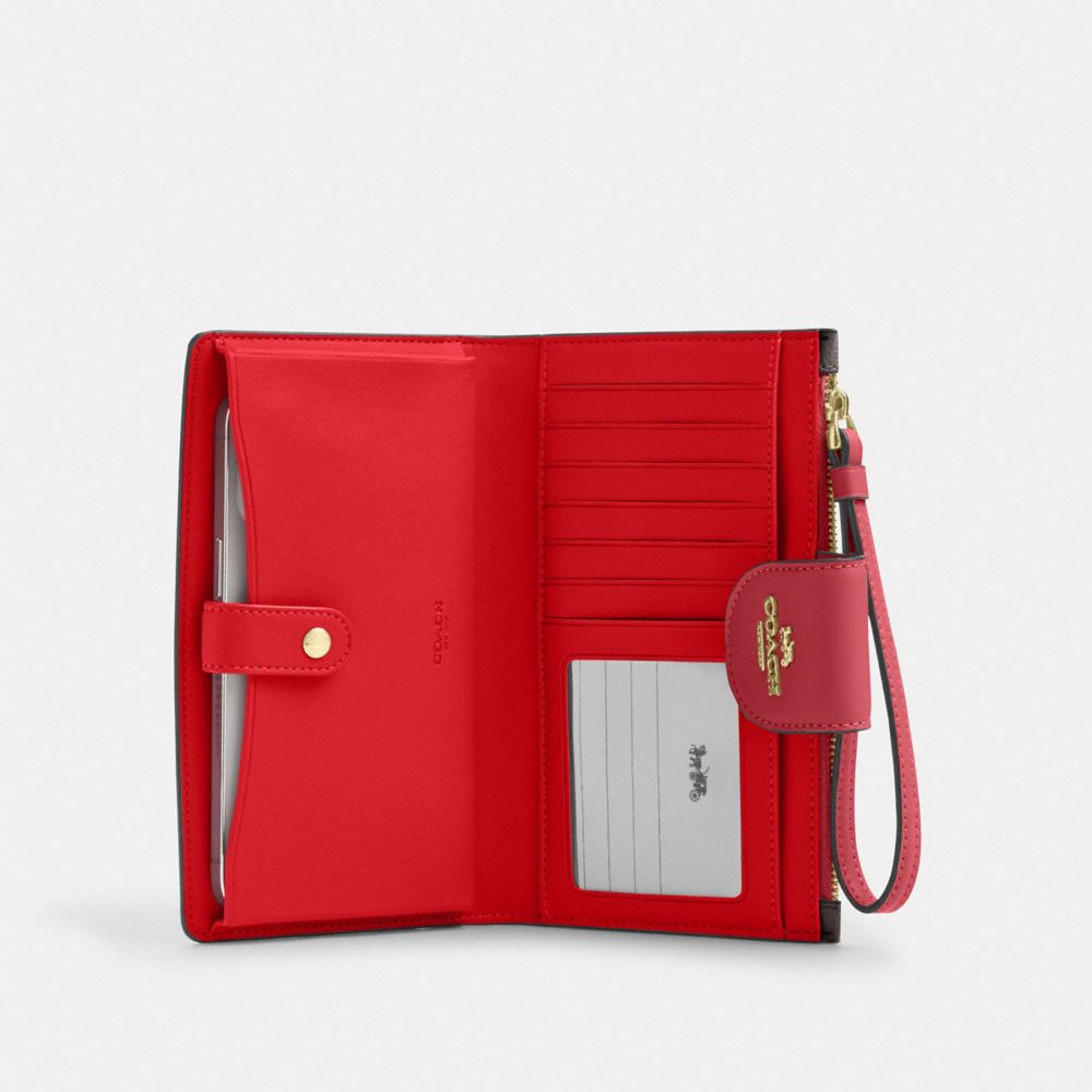 Coach Phone Wallet In Signature Canvas Gold