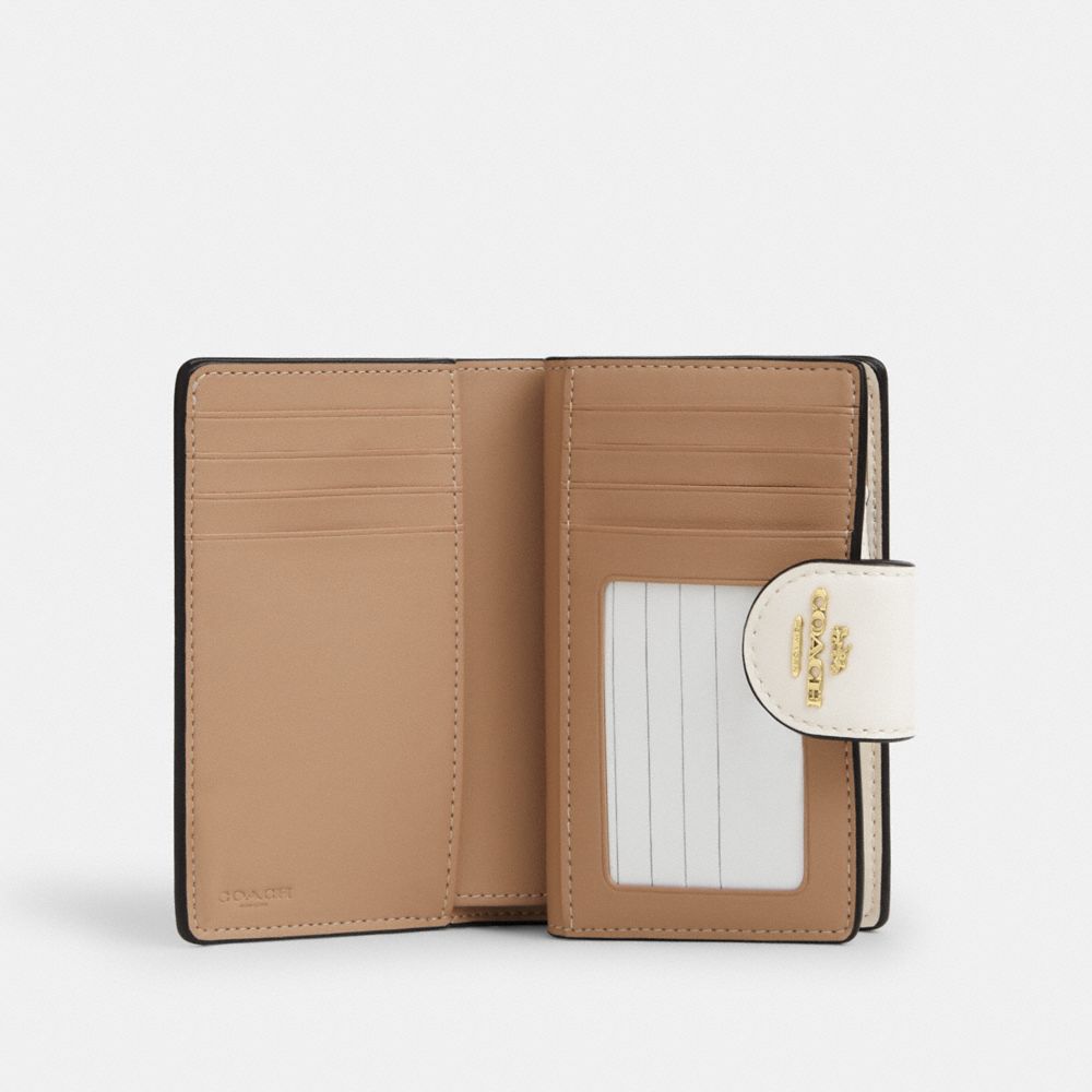 Coach Medium Corner Zip Wallet In Signature Canvas Gold White Chalk