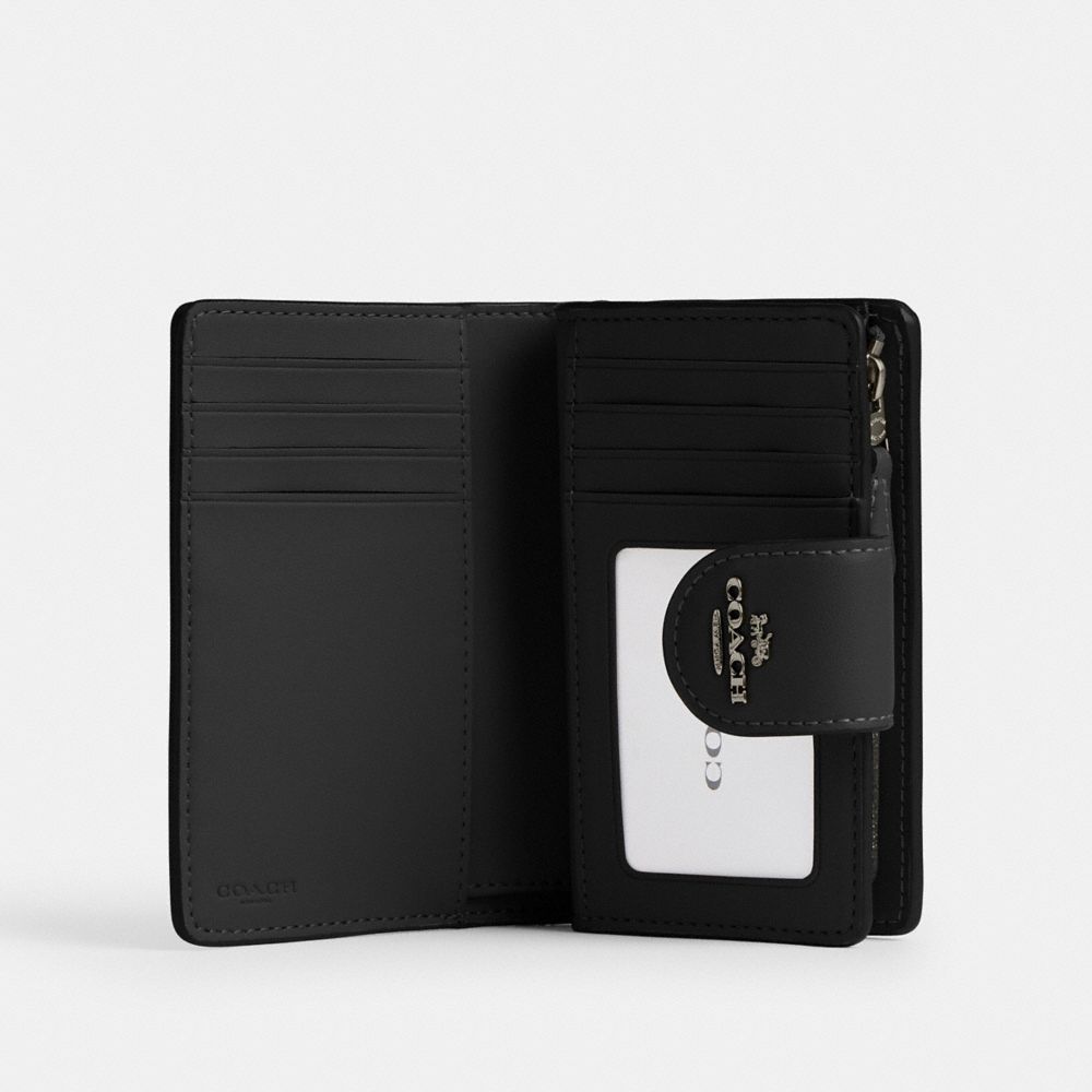 Coach Medium Corner Zip Wallet In Signature Canvas Gunmetal Charcoal Black