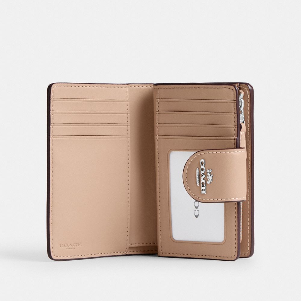 Coach Medium Corner Zip Wallet In Signature Canvas Silver