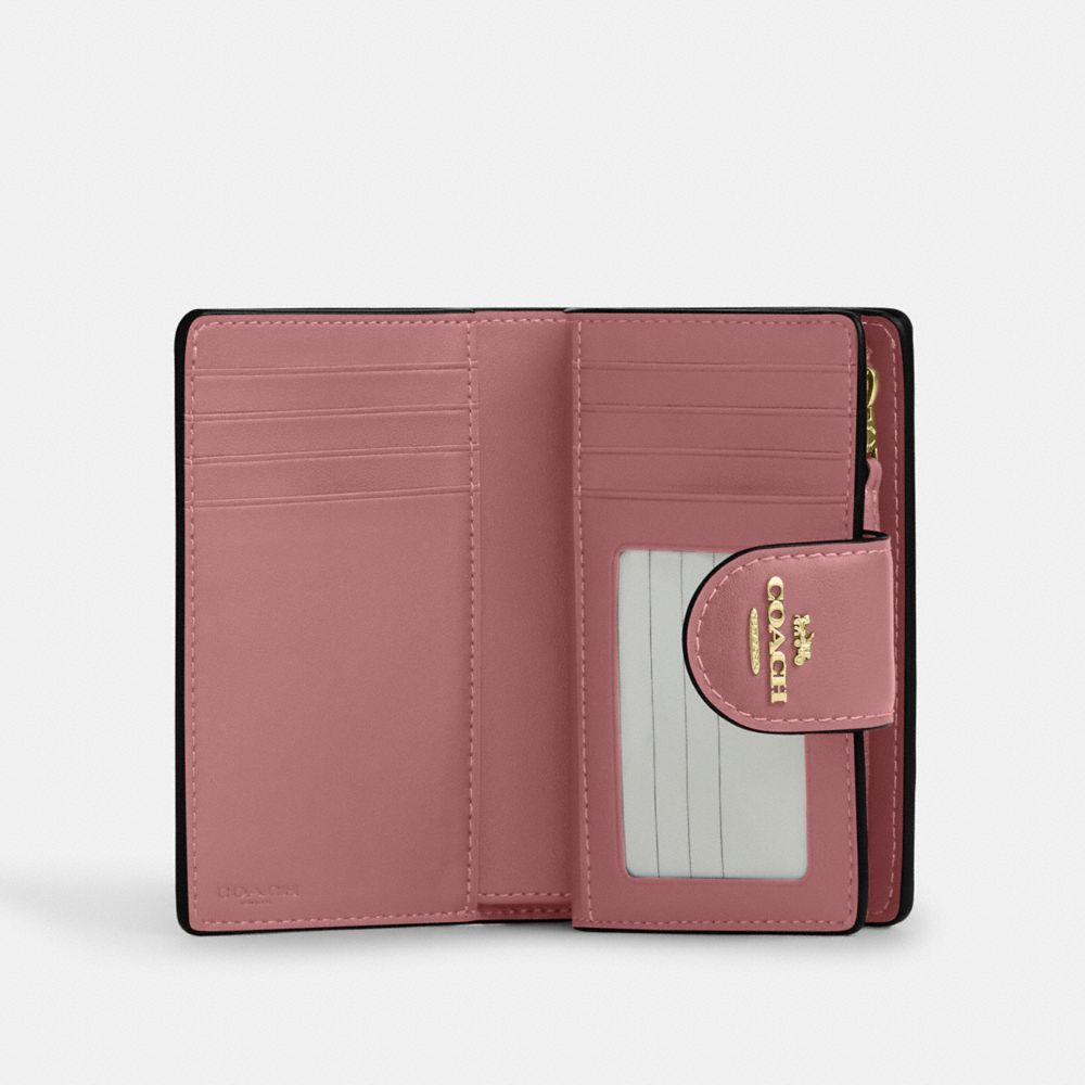 Coach Medium Corner Zip Wallet In Signature Canvas Silver