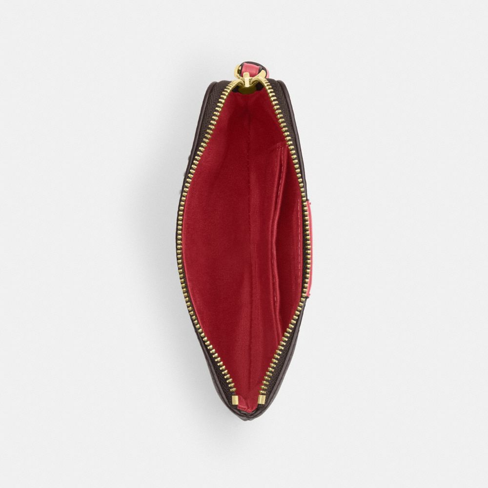 Coach Corner Zip Wristlet In Signature Canvas With Stripe Gold