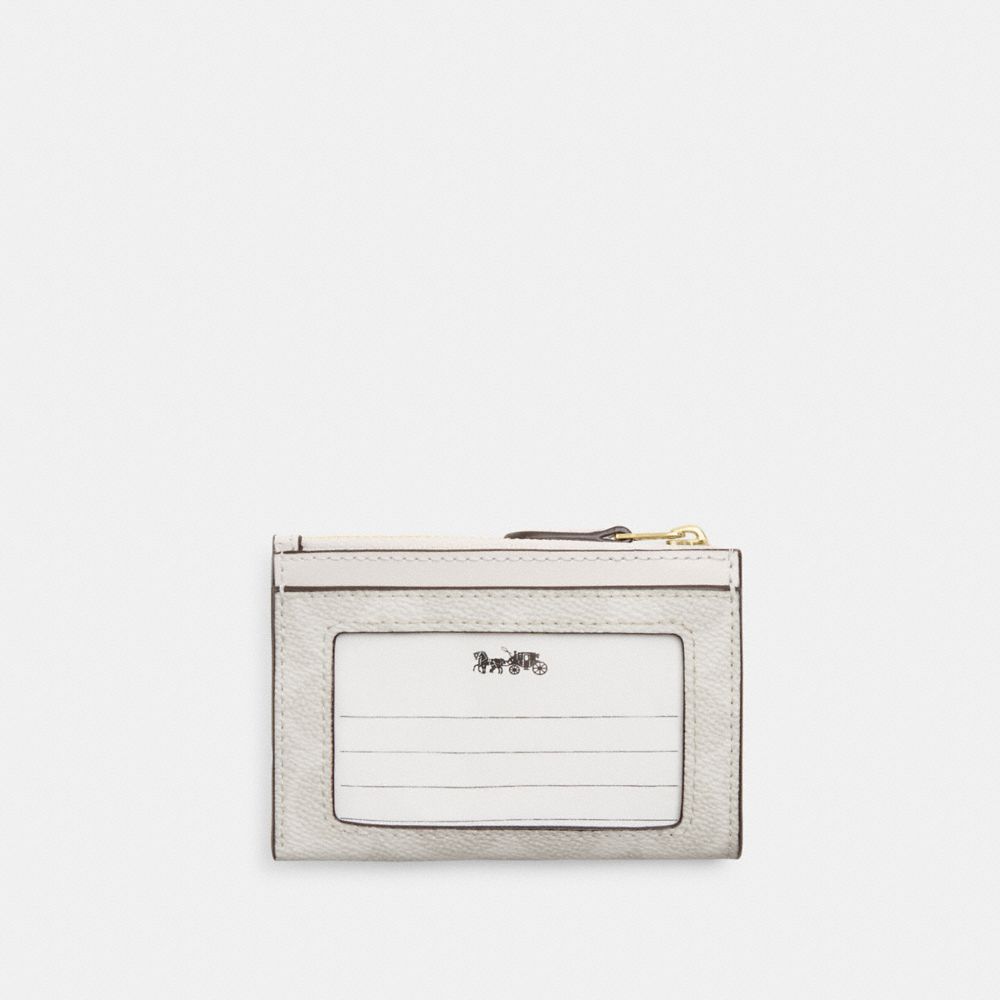 Coach Mini Skinny ID Case In Signature Canvas Gold/White/Chalk