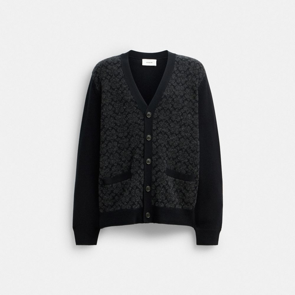 Coach Signature Knit Cardigan Black