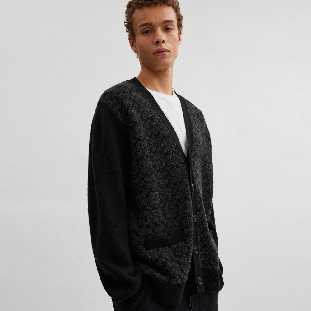 Coach Signature Knit Cardigan Black