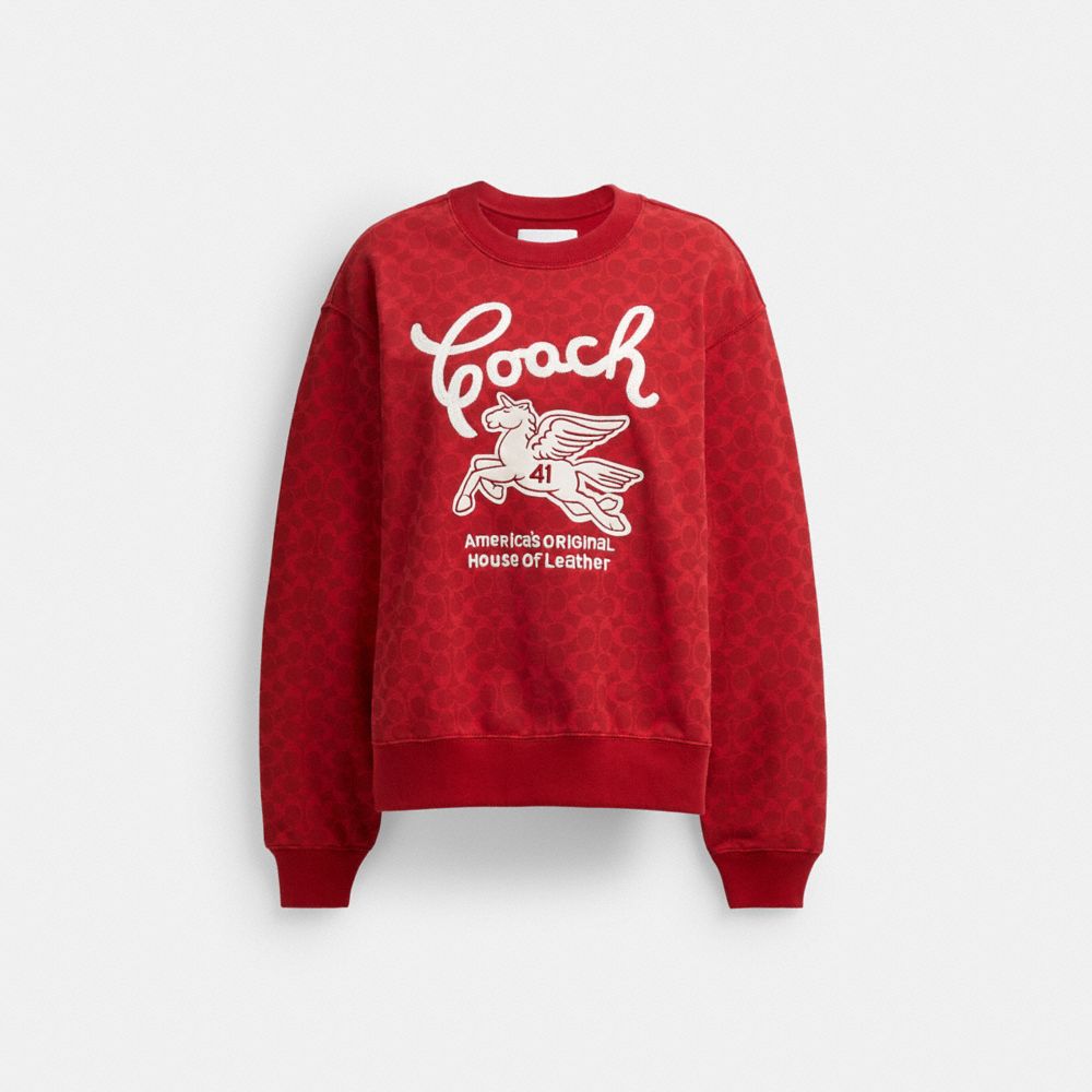 Coach Signature Pegasus Sweatshirt Red Signature