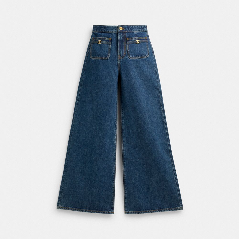 Coach Heritage C Loom Pants In Organic Cotton Dark Blue
