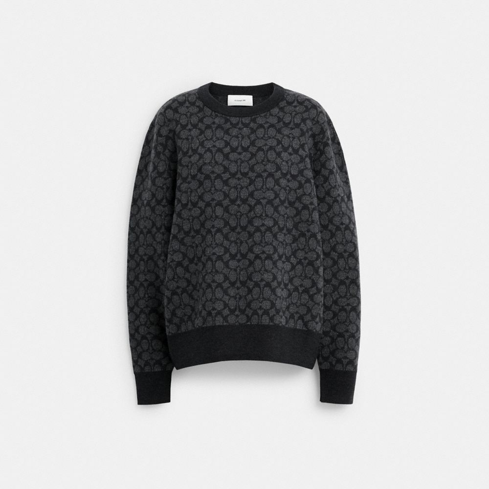 Coach Signature Crewneck Sweater Charcoal Signature