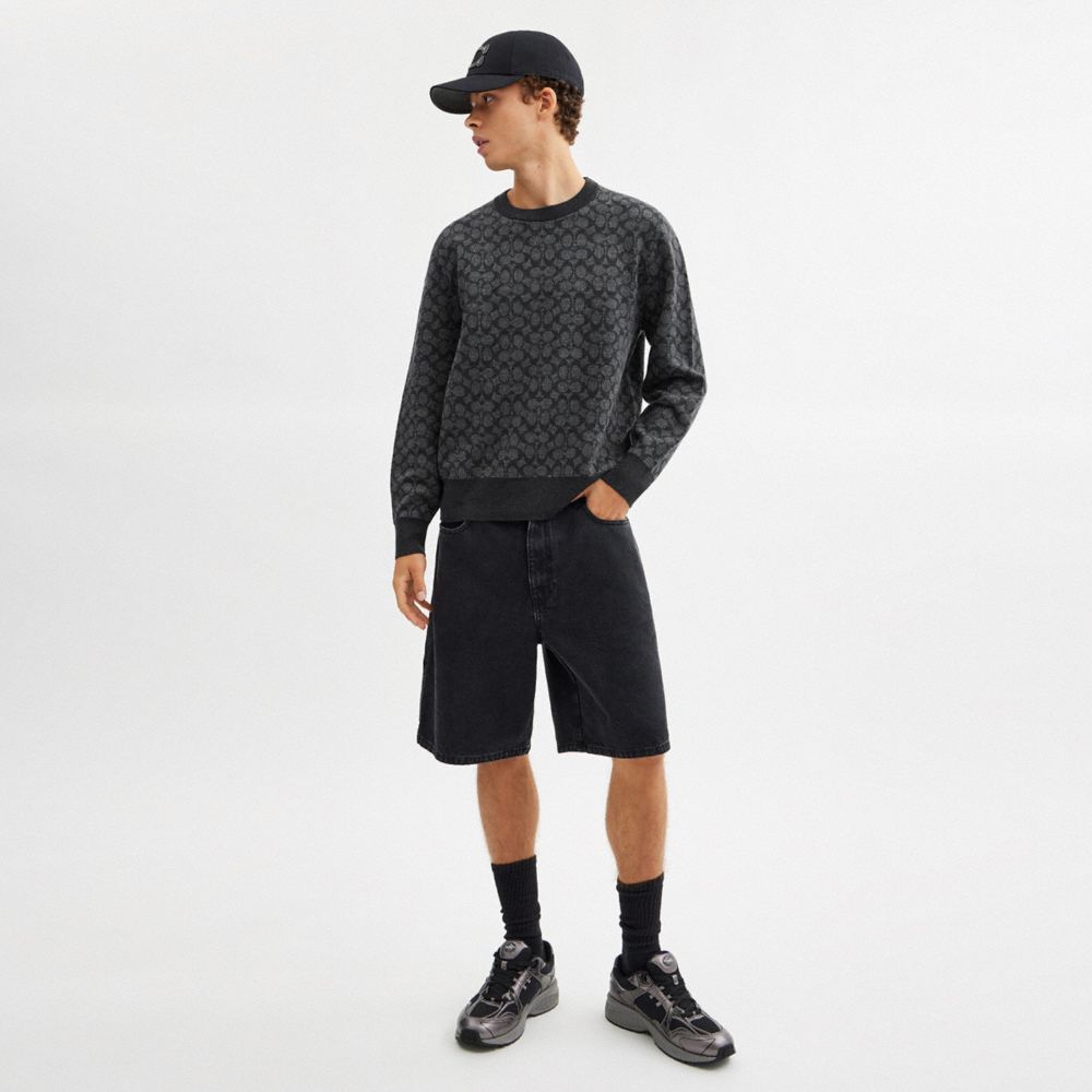 Coach Signature Crewneck Sweater Charcoal Signature