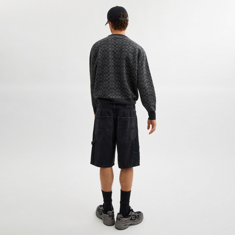 Coach Signature Crewneck Sweater Charcoal Signature