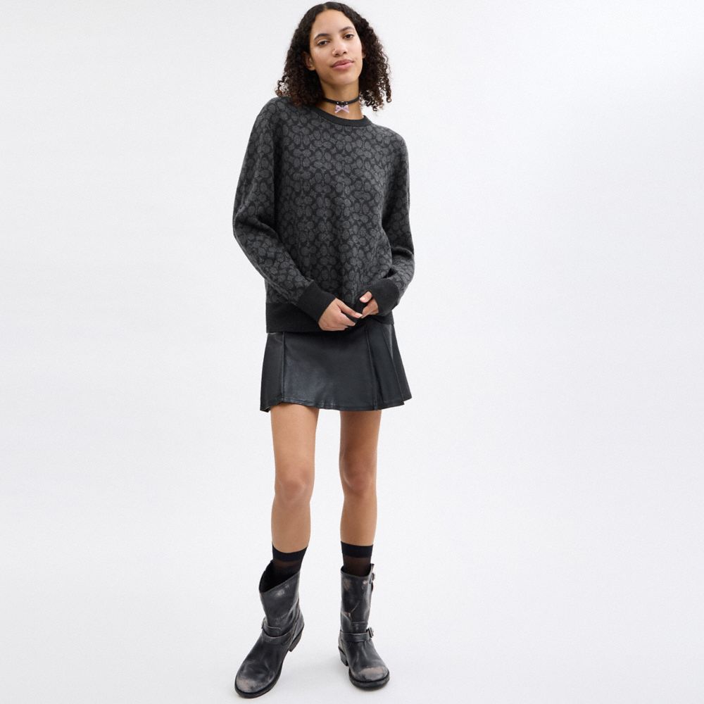 Coach Signature Crewneck Sweater Charcoal Signature