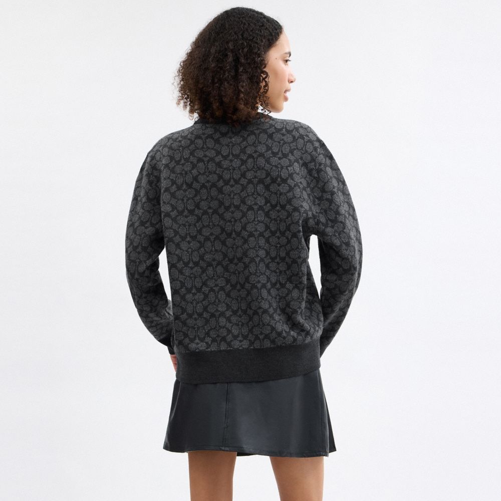 Coach Signature Crewneck Sweater Charcoal Signature