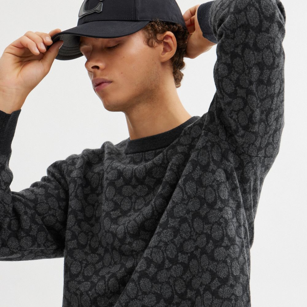 Coach Signature Crewneck Sweater Charcoal Signature