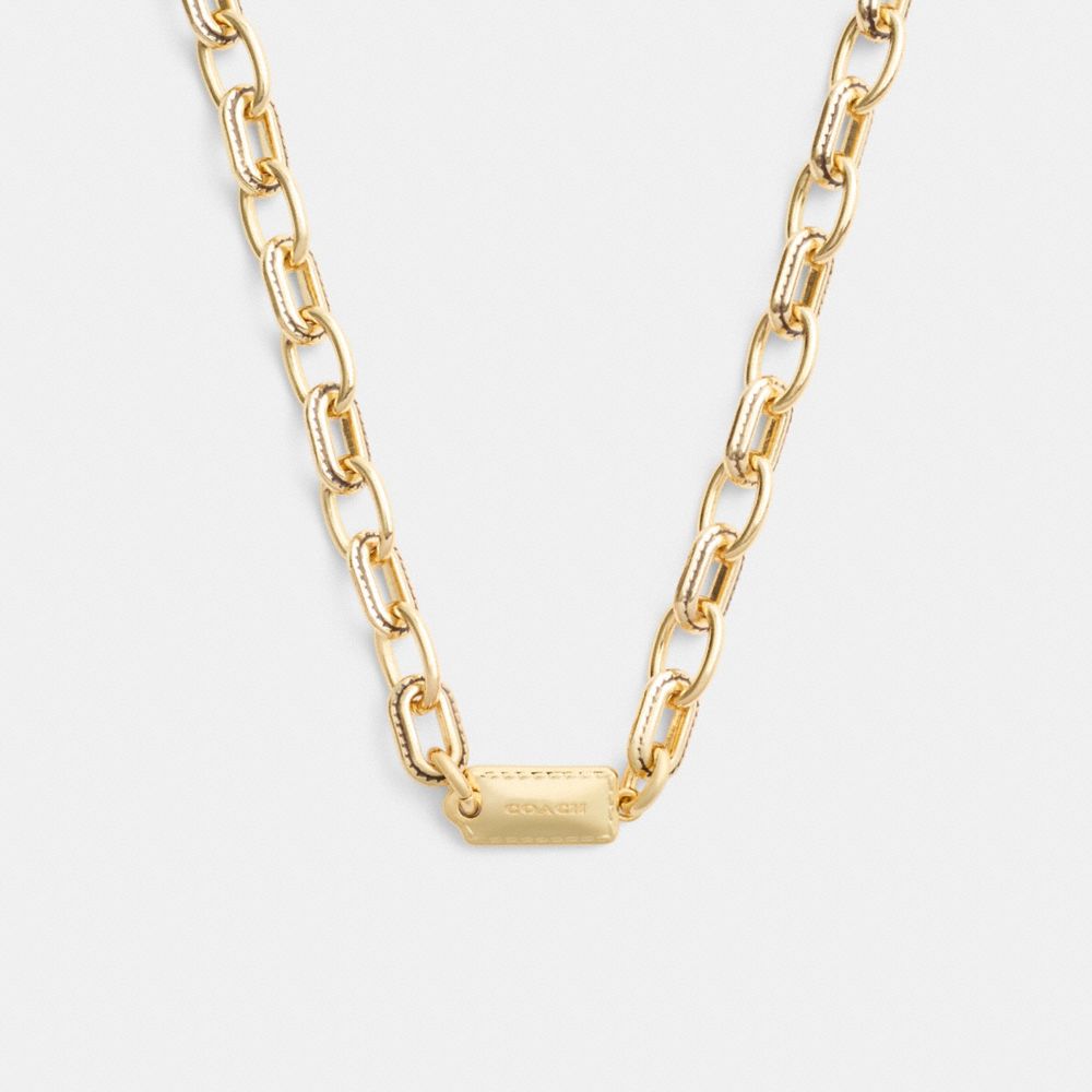 Coach Stitched Chain Link Necklace Gold