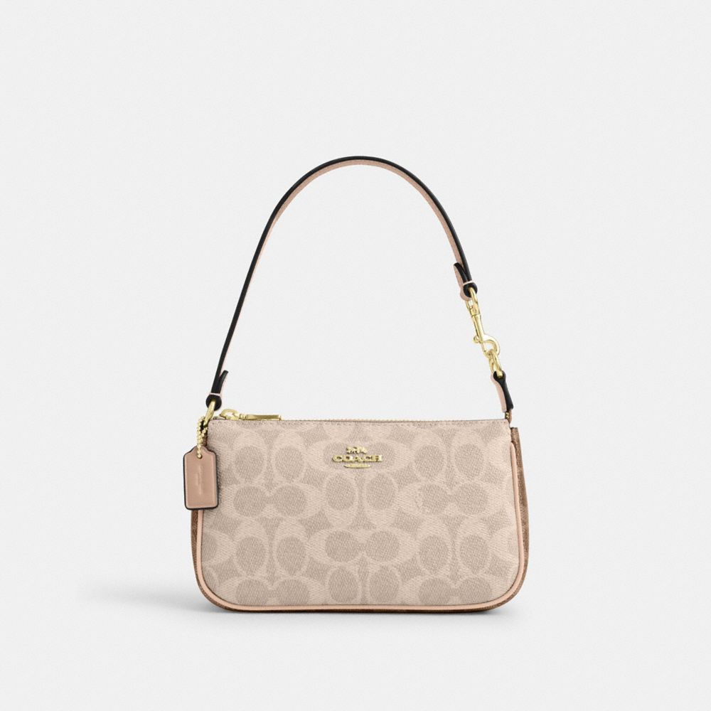 Coach Nolita 19 In Blocked Signature Canvas Gold Sand Tan