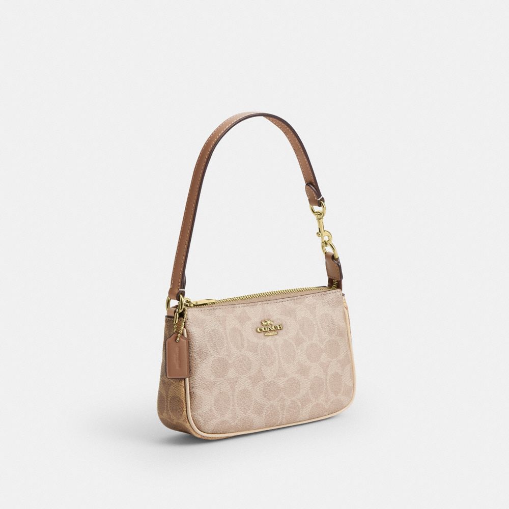 Coach Nolita 19 In Blocked Signature Canvas Gold Sand Tan