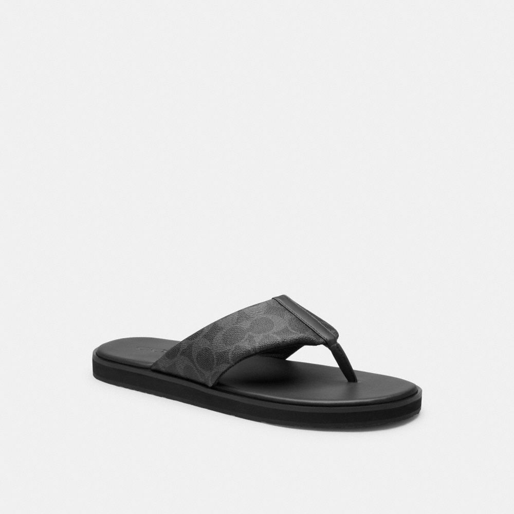 Coach Flip Flop In Signature Canvas Charcoal Multi
