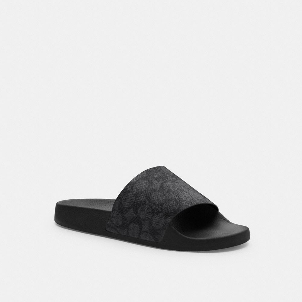 Coach Slide In Signature Canvas Charcoal Black