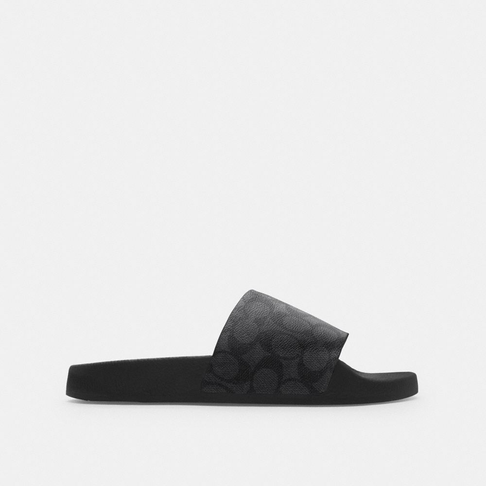 Men's Coach Slide In Signature Canvas Charcoal Black