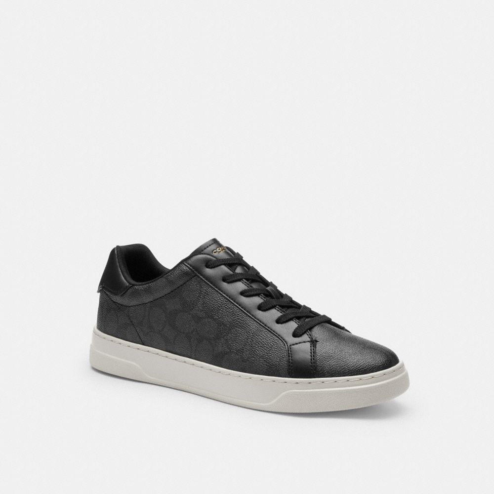 Men's Coach High Line Sneaker In Signature Canvas Graphite Chalk