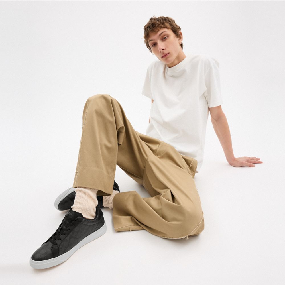 Men's Coach High Line Sneaker In Signature Canvas Graphite Chalk