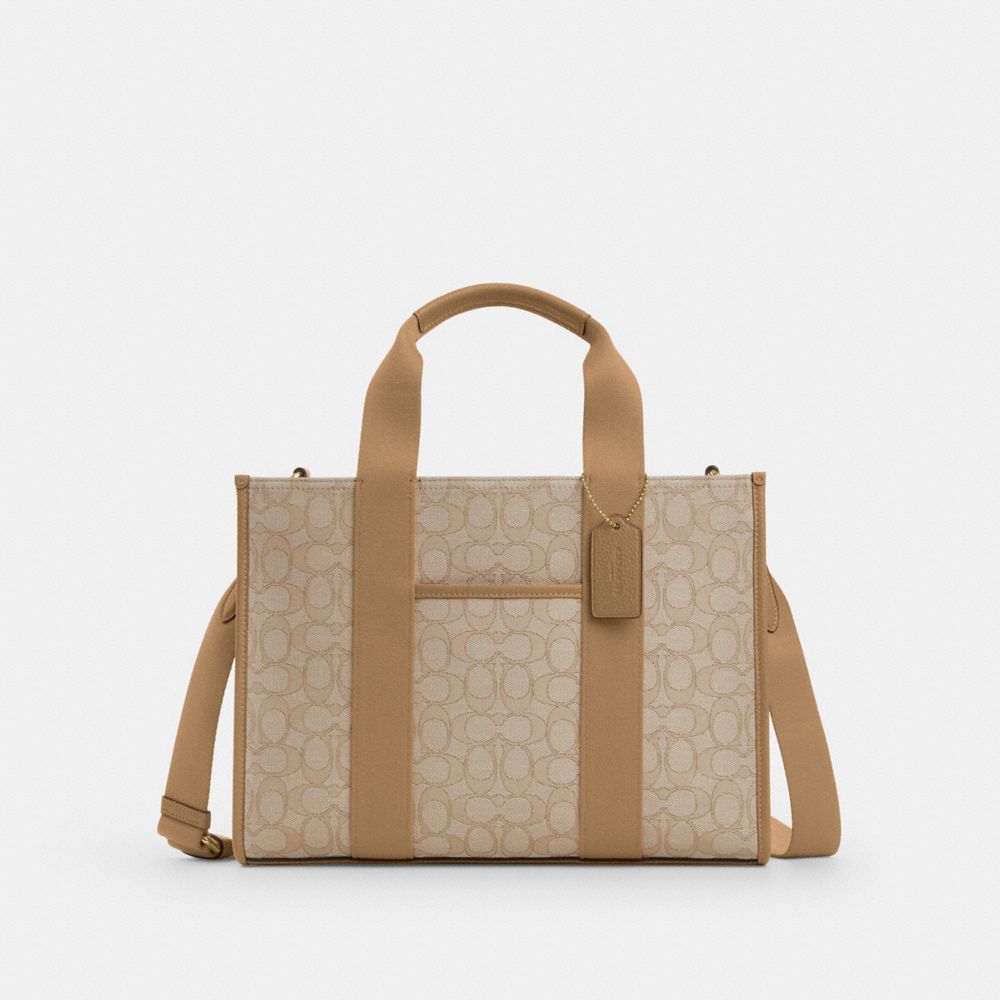 Coach Smith Tote Bag In Signature Jacquard Gold Light Khaki Multi