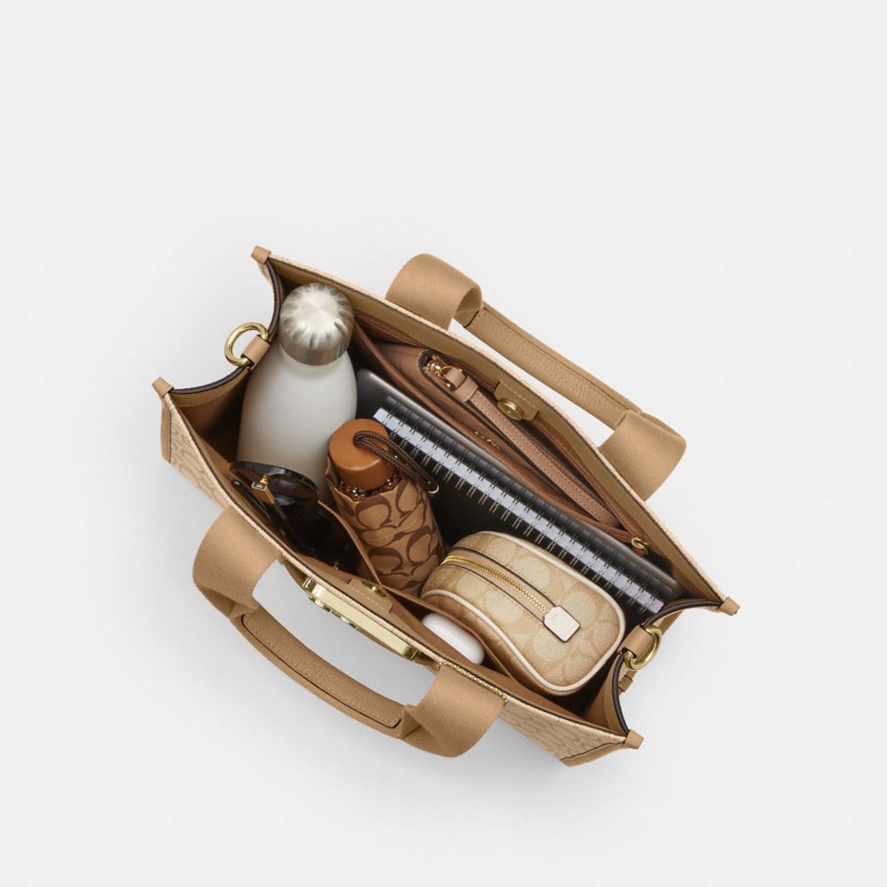 Coach Smith Tote Bag In Signature Jacquard Gold Light Khaki Multi