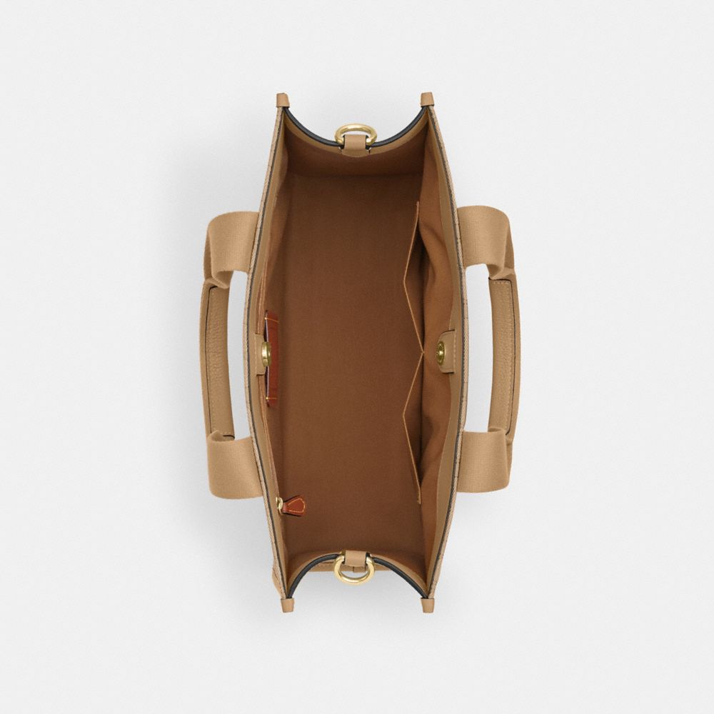 Coach Smith Tote Bag In Signature Jacquard Gold Light Khaki Multi