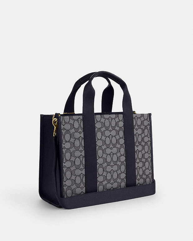 Smith Tote Bag In Signature Jacquard Signature Jacquard-Gold-Navy-Midnight Navy Signature Jacquard-Gold-Navy-Midnight Navy