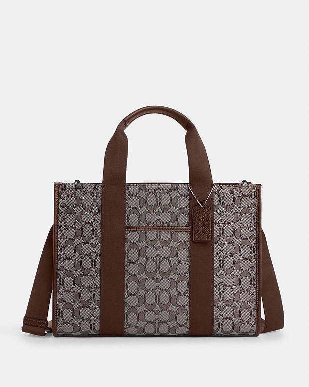 Smith Tote Bag In Signature Jacquard Signature Jacquard-Silver-Oak-Maple Signature Jacquard-Silver-Oak-Maple