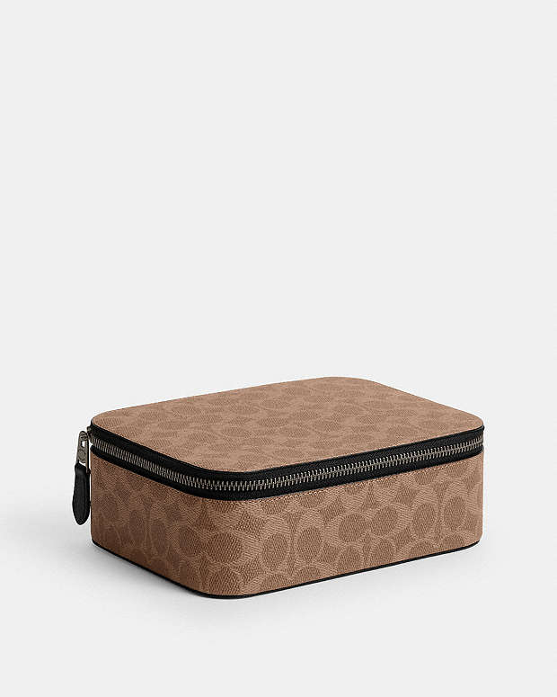 Tech Organizer In Colorblock Signature Canvas Signature Canvas-Gunmetal-Khaki-Black Signature Canvas-Gunmetal-Khaki-Black