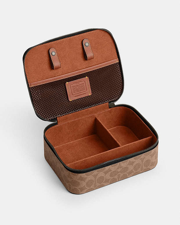 Tech Organizer In Colorblock Signature Canvas Signature Canvas-Gunmetal-Khaki-Black Signature Canvas-Gunmetal-Khaki-Black