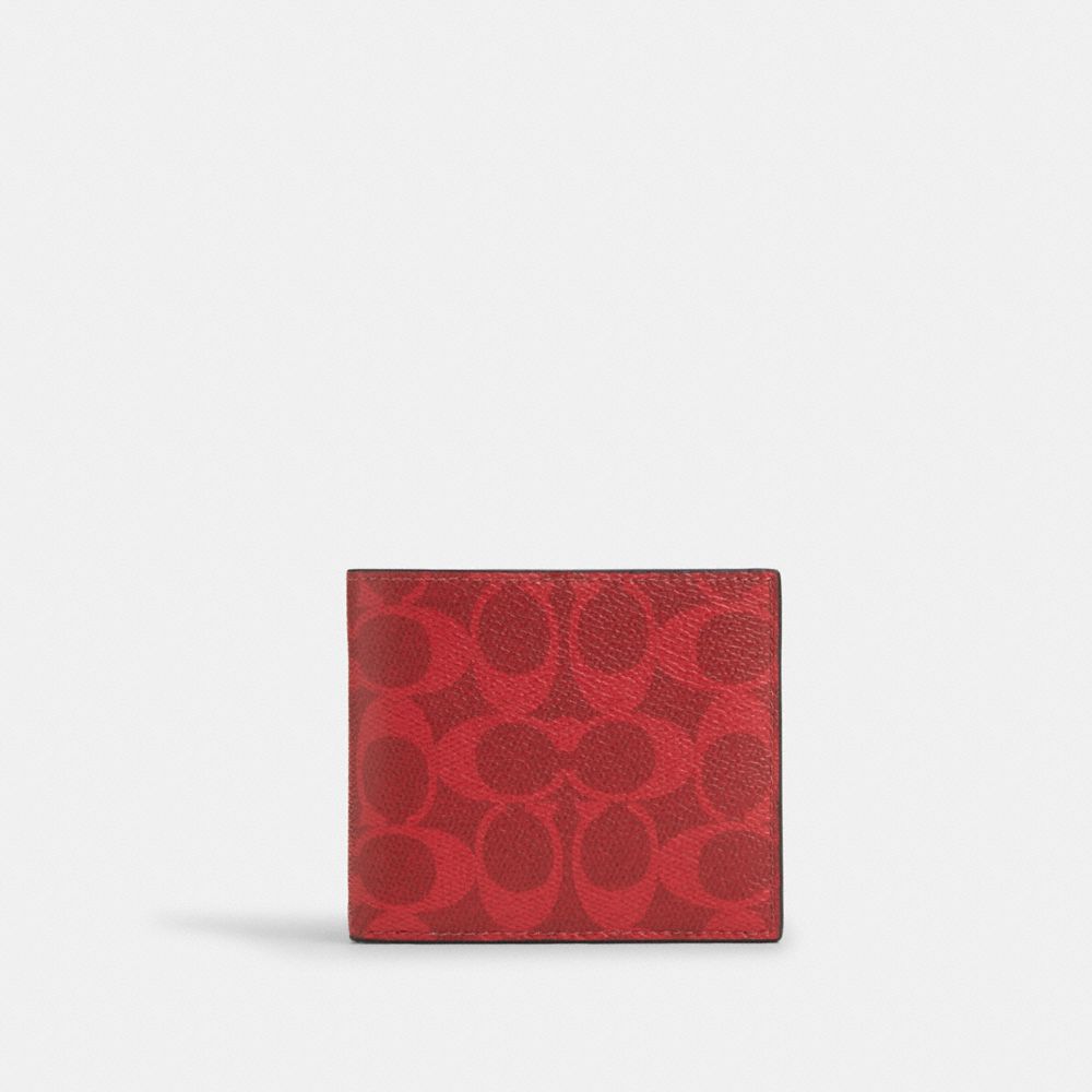 Coach Id Billfold Wallet In Signature Canvas Bold Red