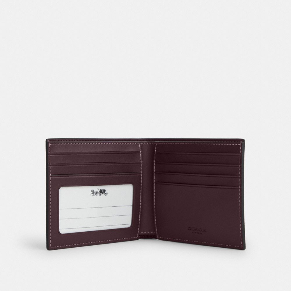 Coach Id Billfold Wallet In Signature Canvas Black Currant