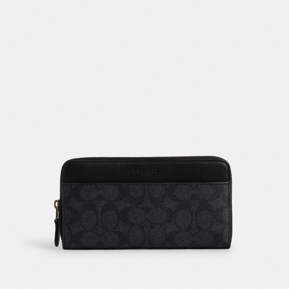 Coach Accordion Wallet In Signature Canvas Gunmetal Charcoal Black