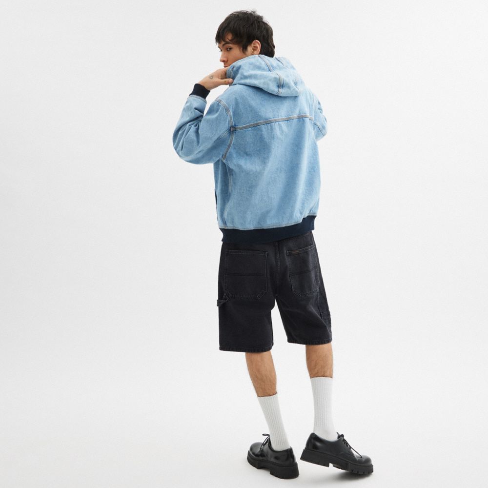 Coach Signature Denim Zip Jacket Light Wash