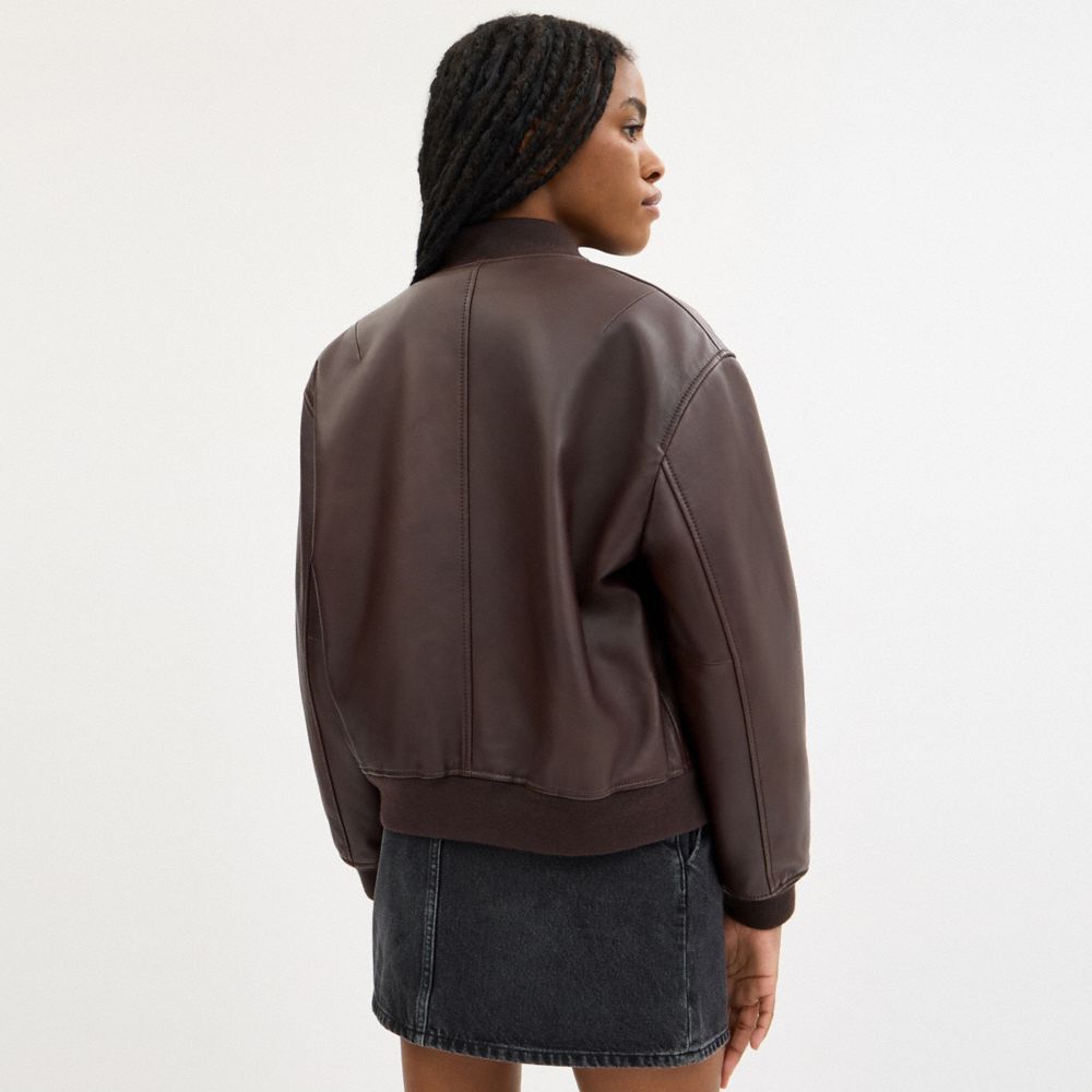 Coach Leather Bomber Maple