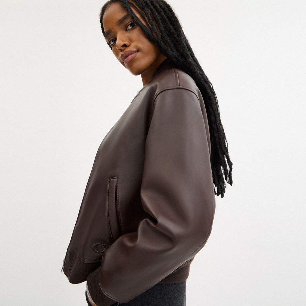 Coach Leather Bomber Maple