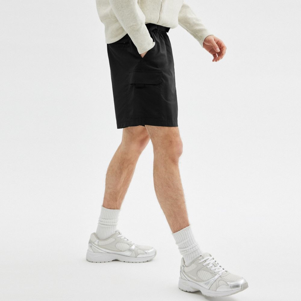 Coach Nylon Utility Short In Recycled Nylon Black