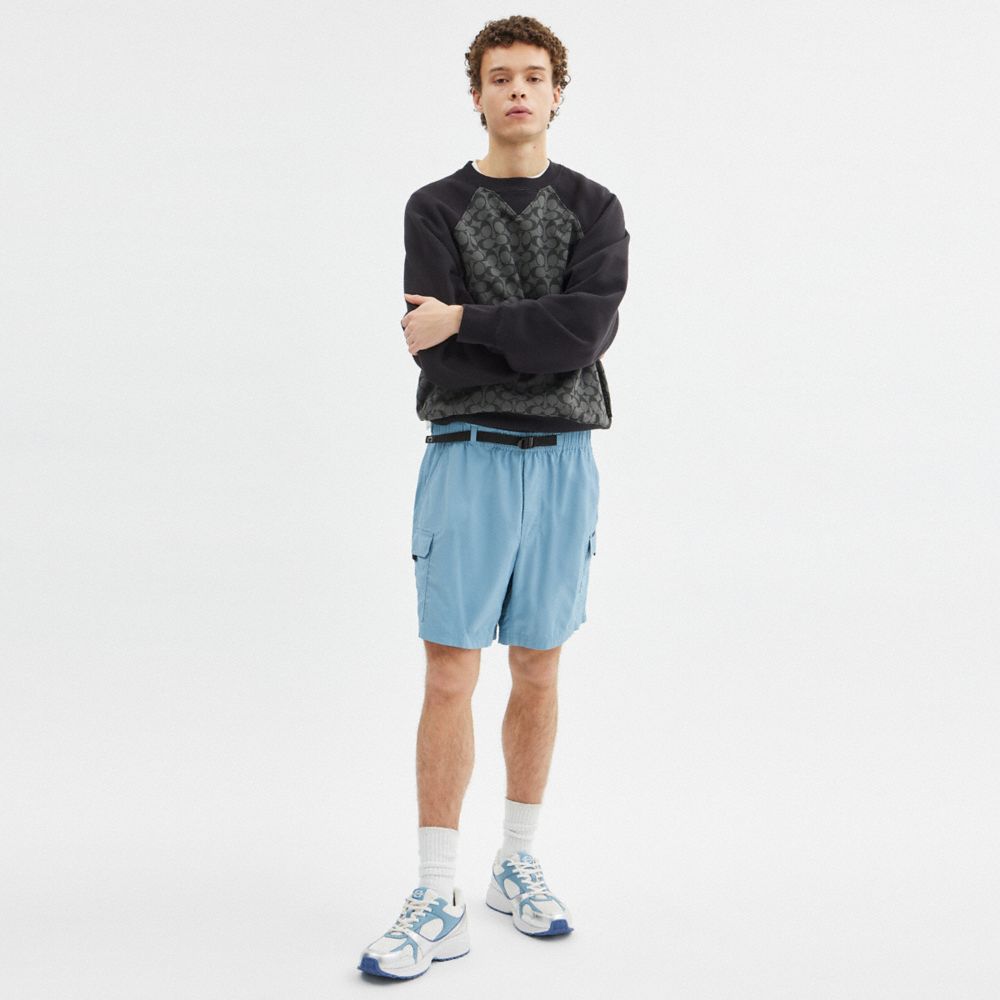 Coach Nylon Utility Short In Recycled Nylon Mountain Spring