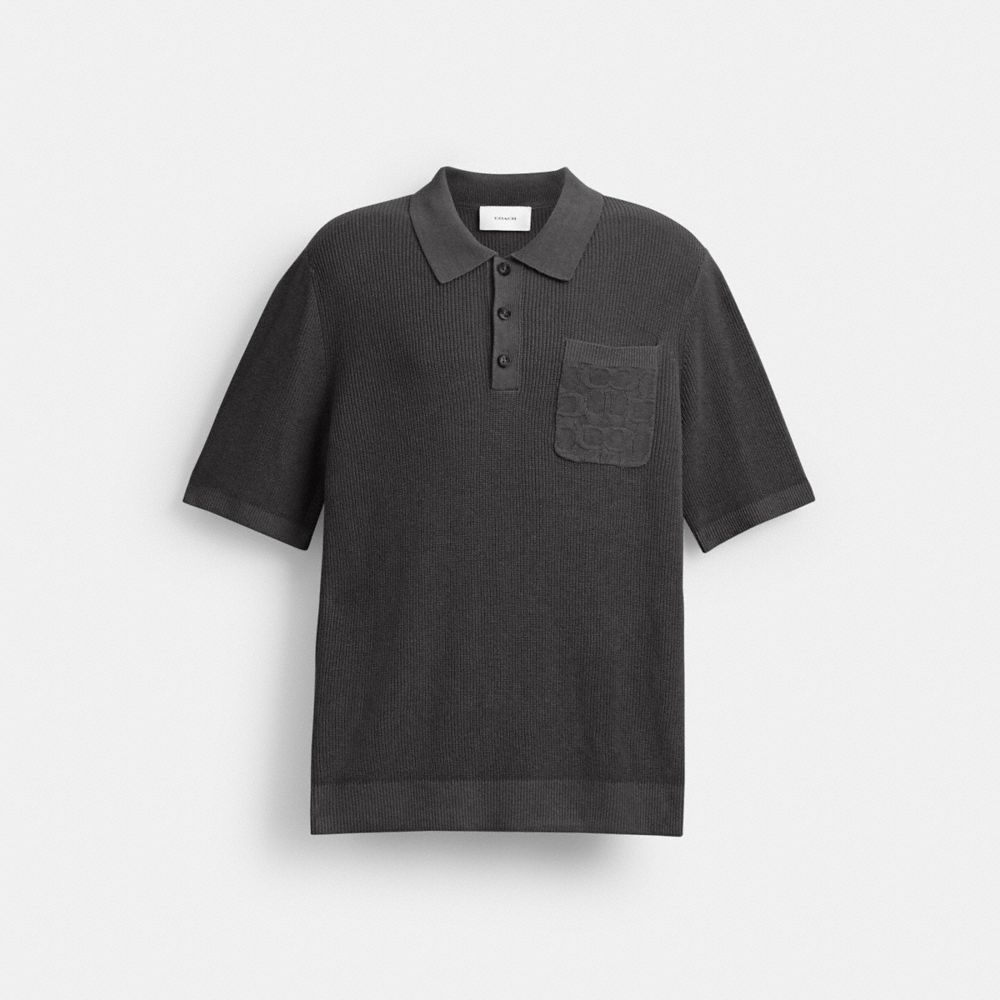 Coach Knit Polo Washed Black